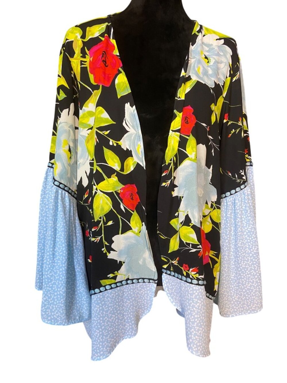 The Pioneer Woman Floral Kimono Cardigan With Bell Sleeves Lightweight S/M